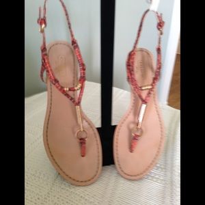 Coach sandals snakeskin/coral size 6